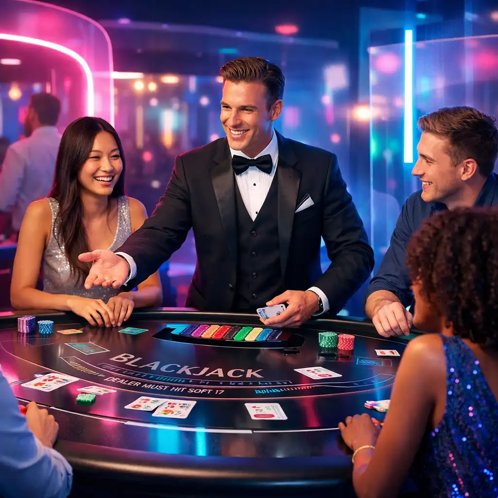 Blackjack eventowy prowadzony przez hosta podczas wydarzenia