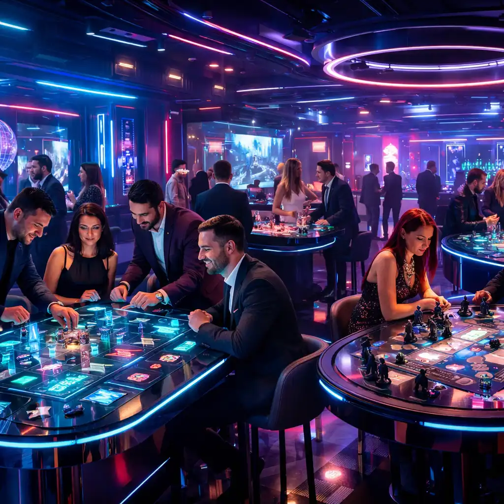 Nowoczesny event z neonowym stołem do rekreacyjnych gier